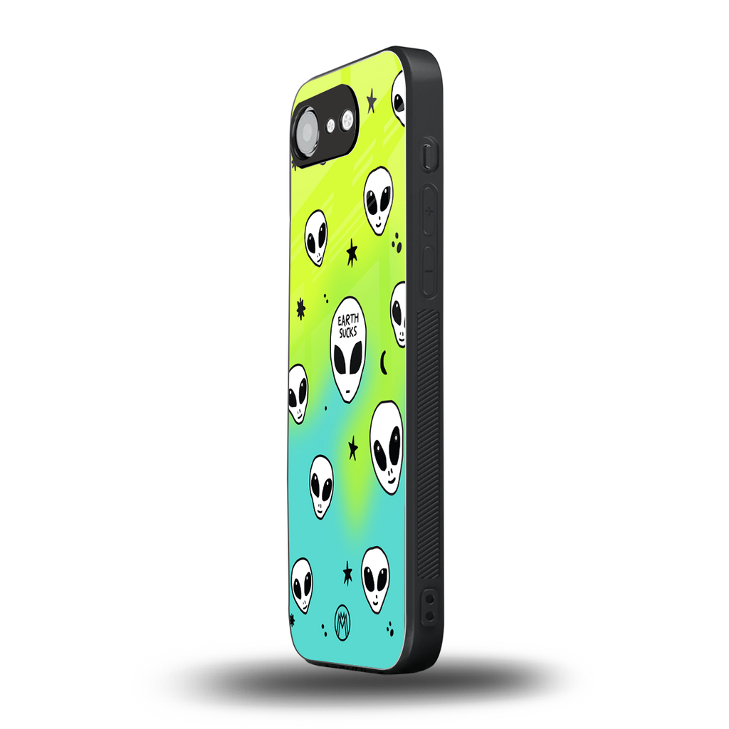 earth sucks neon edition back phone cover | glass case for iphone 16e