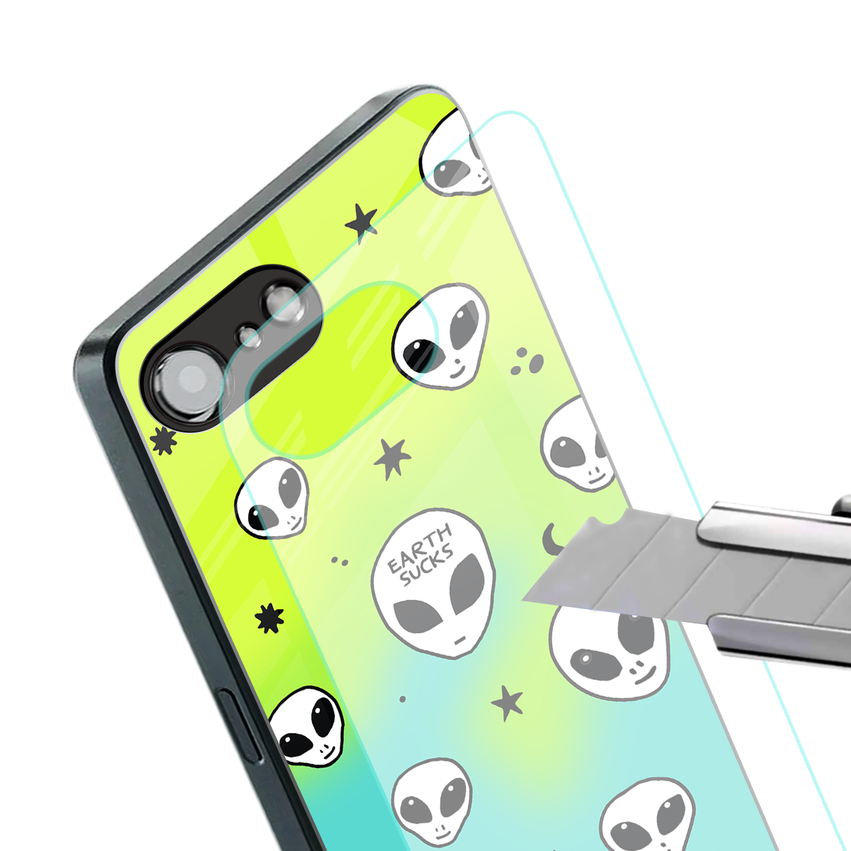 earth sucks neon edition back phone cover | glass case for iphone 16e