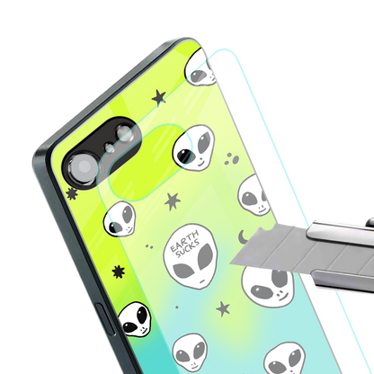 earth sucks neon edition back phone cover | glass case for iphone 16e