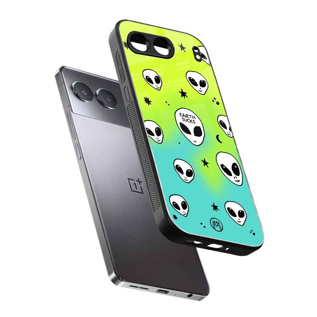 earth sucks neon edition back phone cover | glass case for oneplus nord 4
