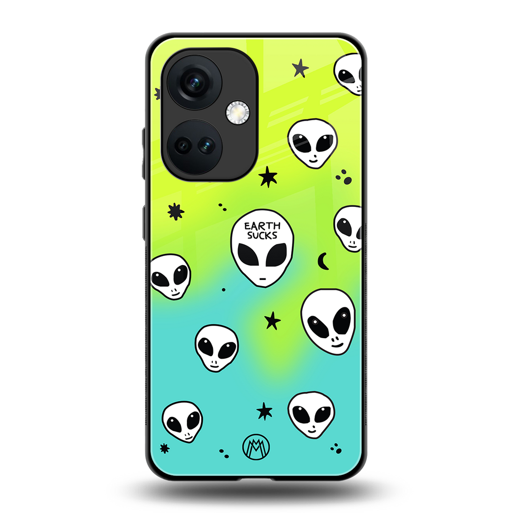 earth sucks neon edition back phone cover | glass case for oneplus nord ce 3