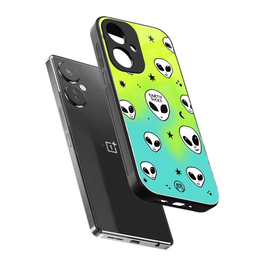 earth sucks neon edition back phone cover | glass case for oneplus nord ce 3