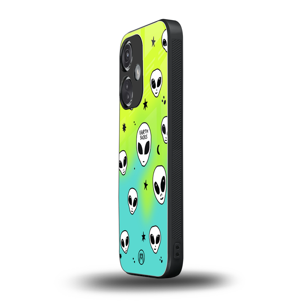 earth sucks neon edition back phone cover | glass case for oneplus nord ce 3