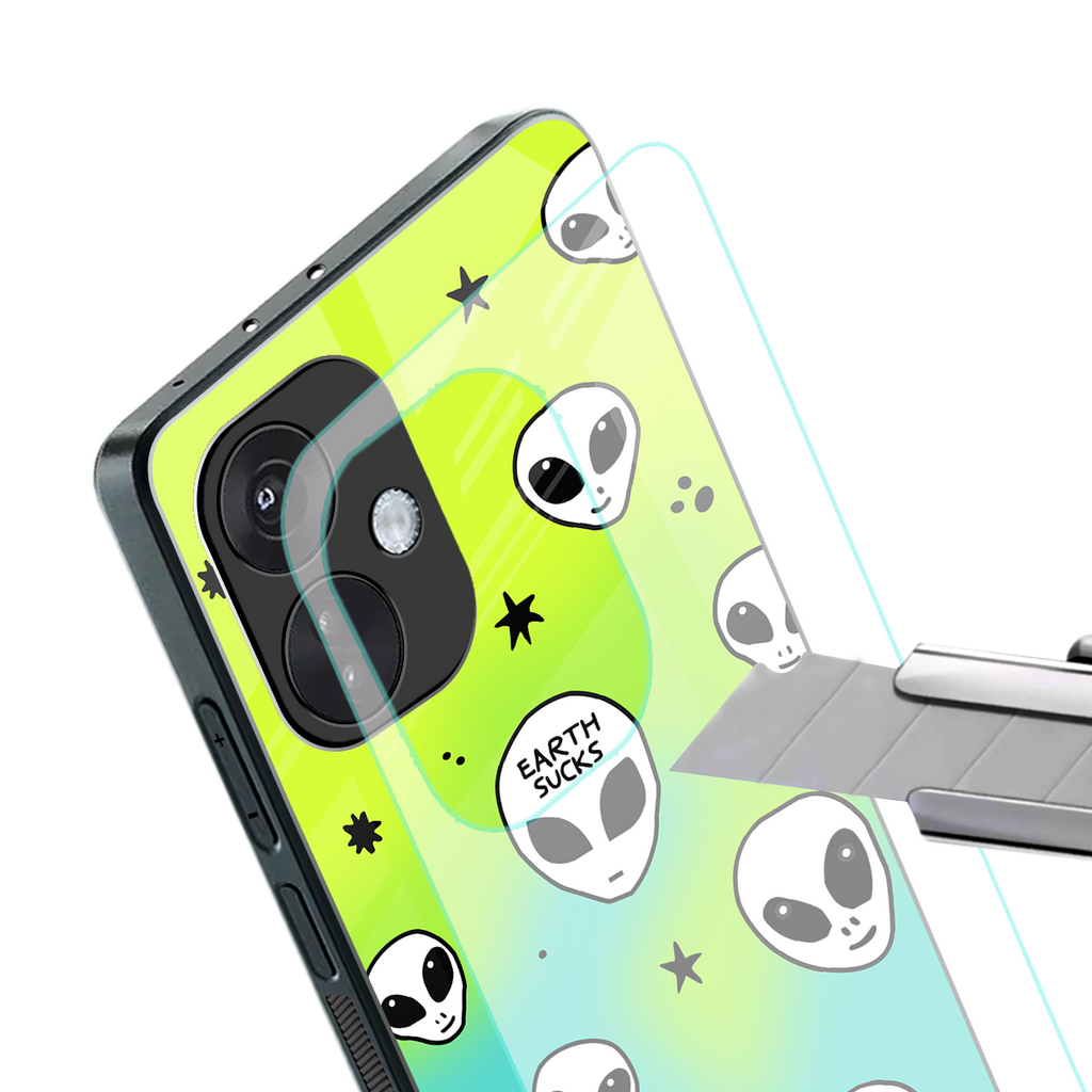 earth sucks neon edition back phone cover | glass case for oneplus nord ce 3