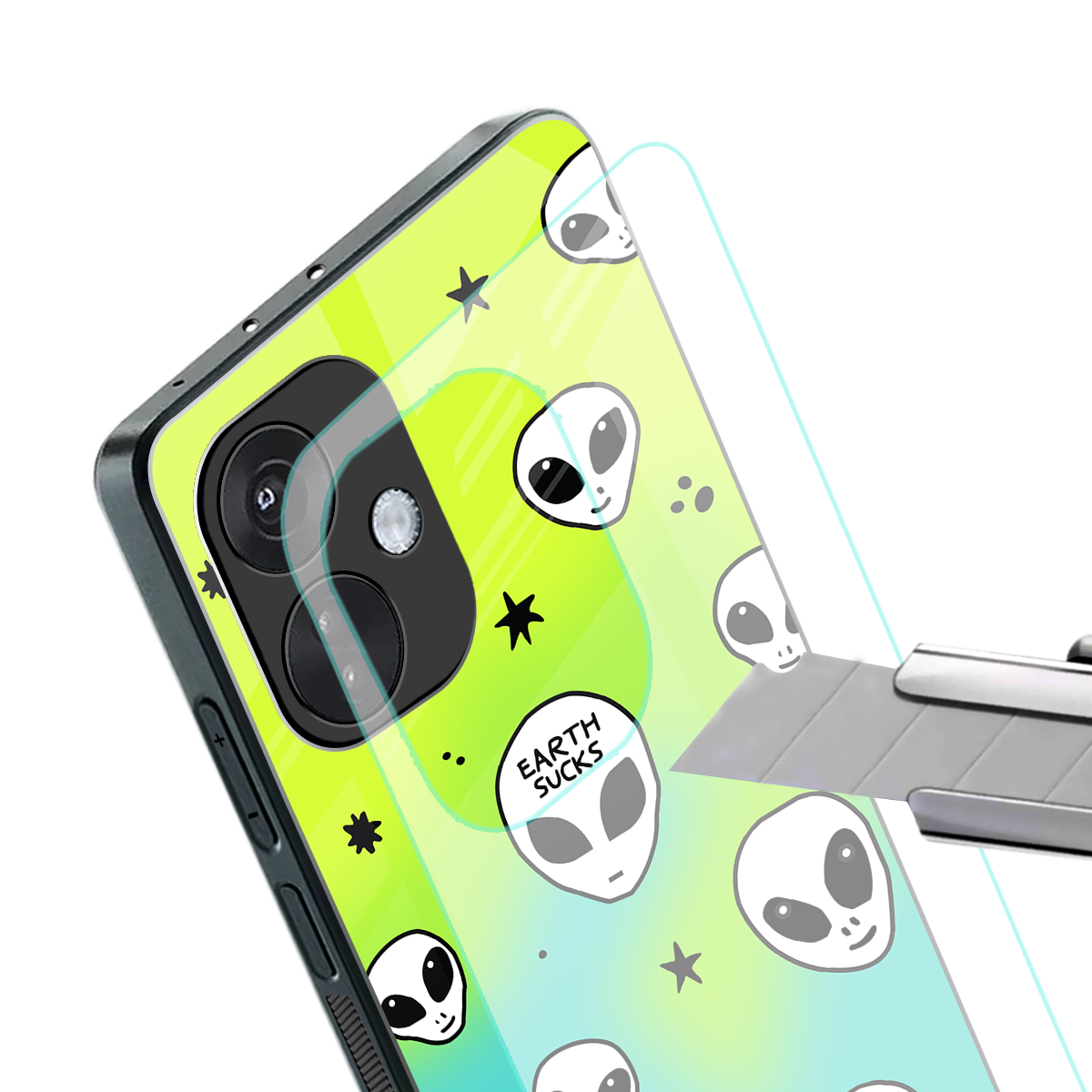 earth sucks neon edition back phone cover | glass case for oneplus nord ce 3