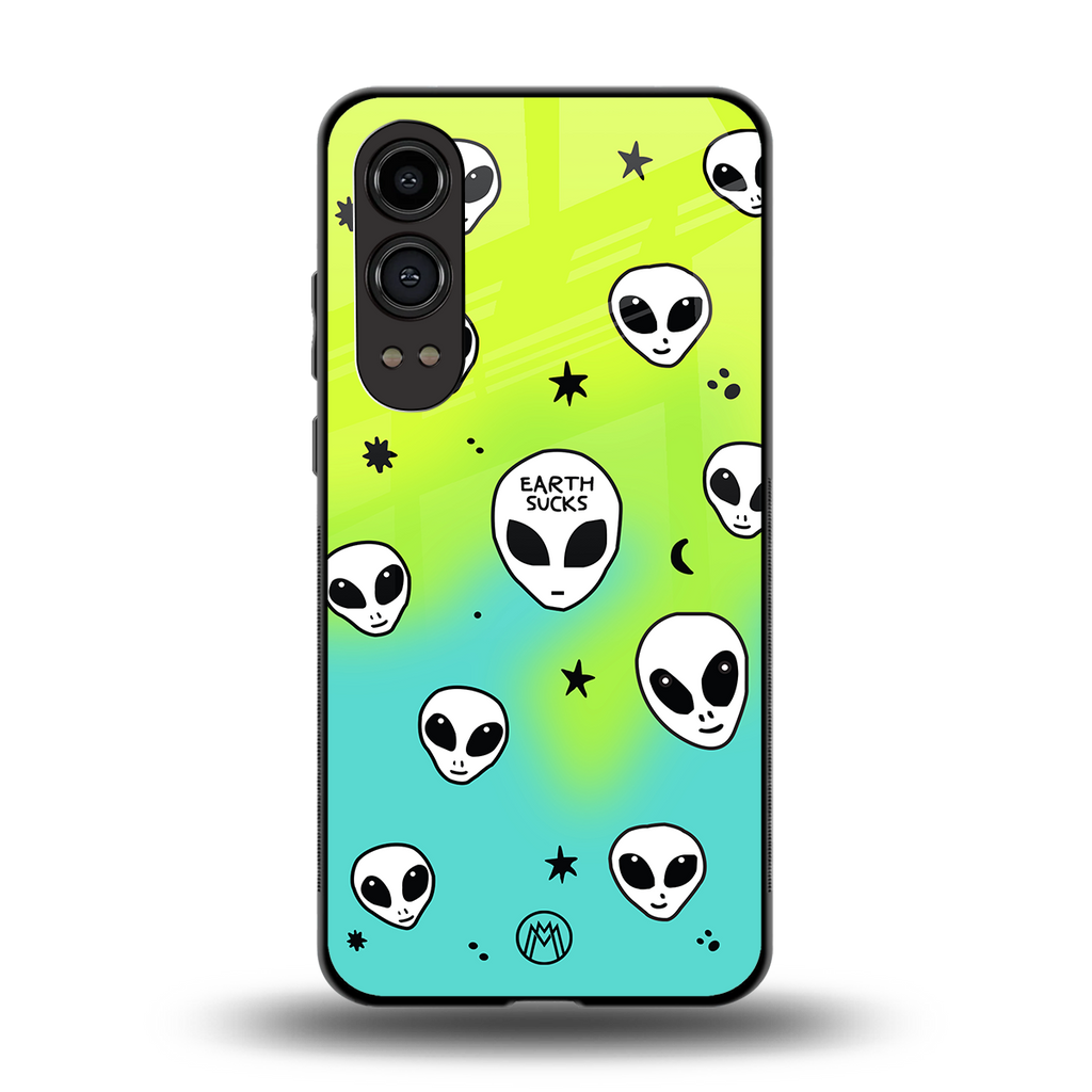 earth sucks neon edition back phone cover | glass case for oneplus nord ce 4 lite