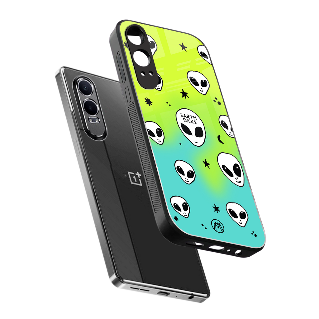 earth sucks neon edition back phone cover | glass case for oneplus nord ce 4 lite