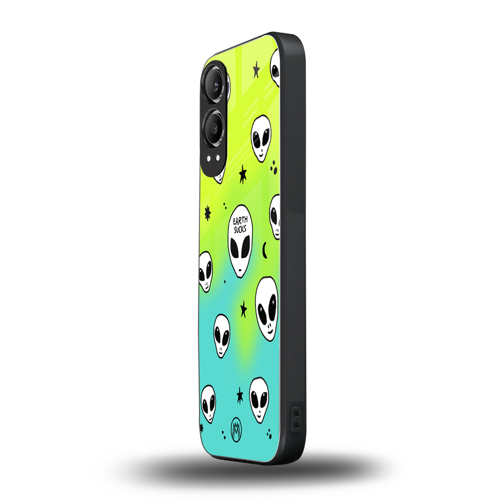 earth sucks neon edition back phone cover | glass case for oneplus nord ce 4 lite