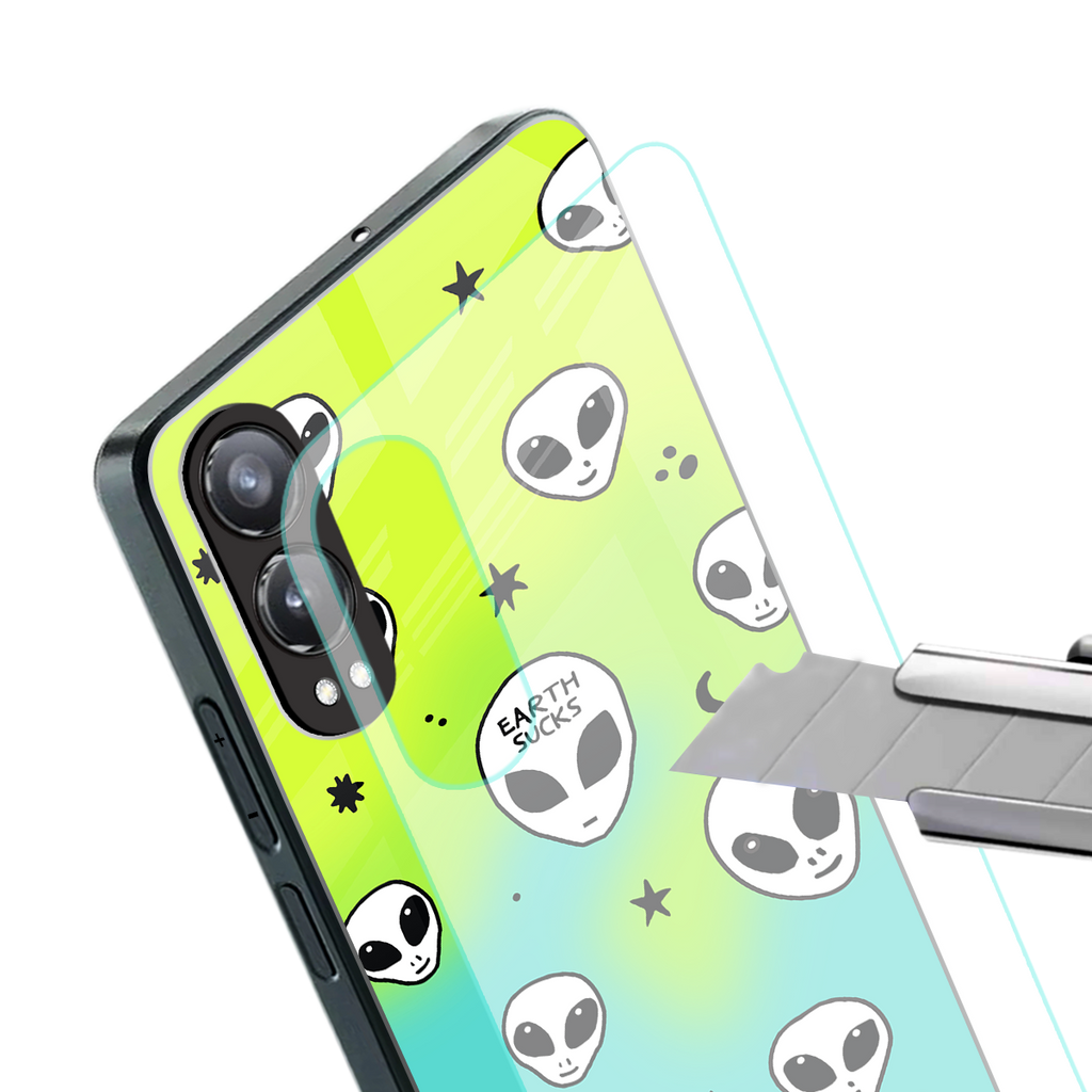 earth sucks neon edition back phone cover | glass case for oneplus nord ce 4 lite