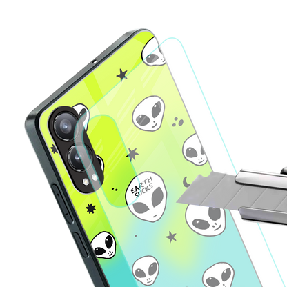 earth sucks neon edition back phone cover | glass case for oneplus nord ce 4 lite
