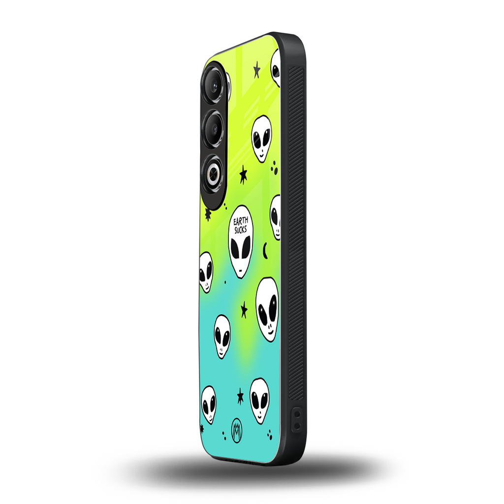 earth sucks neon edition back phone cover | glass case for oneplus nord ce 4