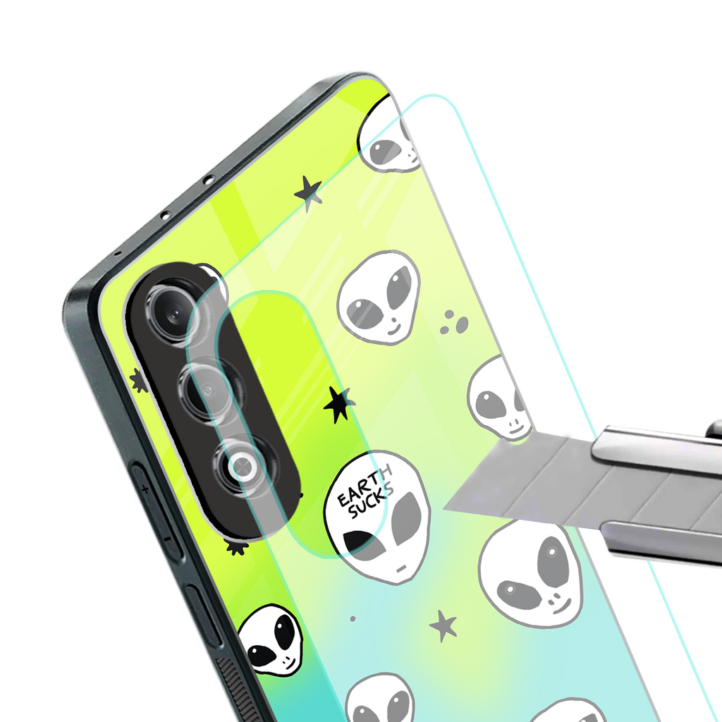 earth sucks neon edition back phone cover | glass case for oneplus nord ce 4