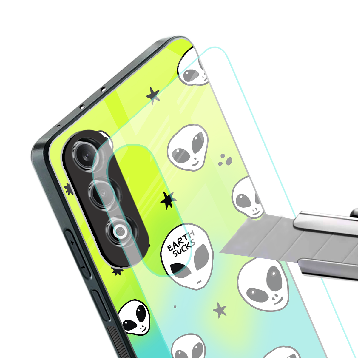 earth sucks neon edition back phone cover | glass case for oneplus nord ce 4