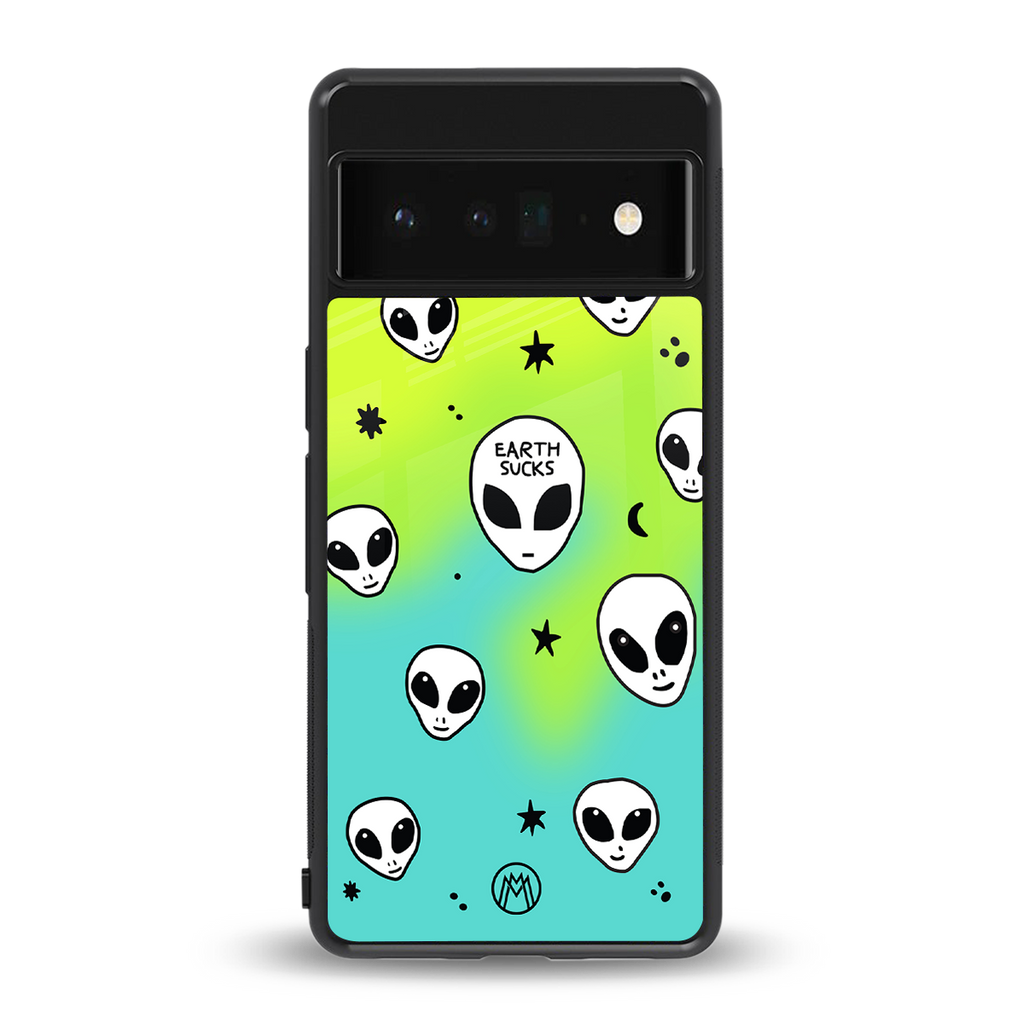 earth sucks neon edition back phone cover | glass case for google pixel 6 pro