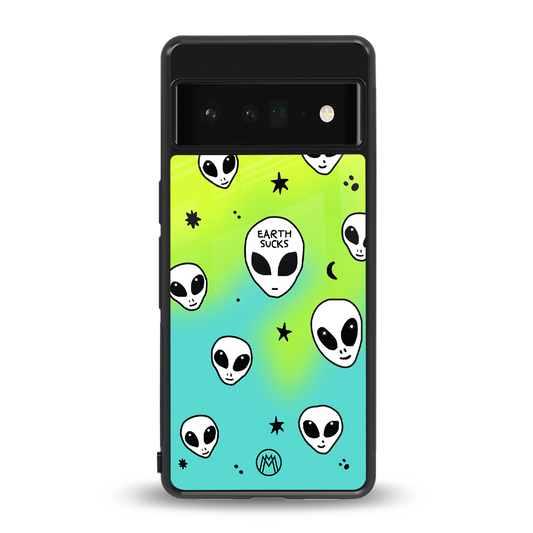 earth sucks neon edition back phone cover | glass case for google pixel 6 pro