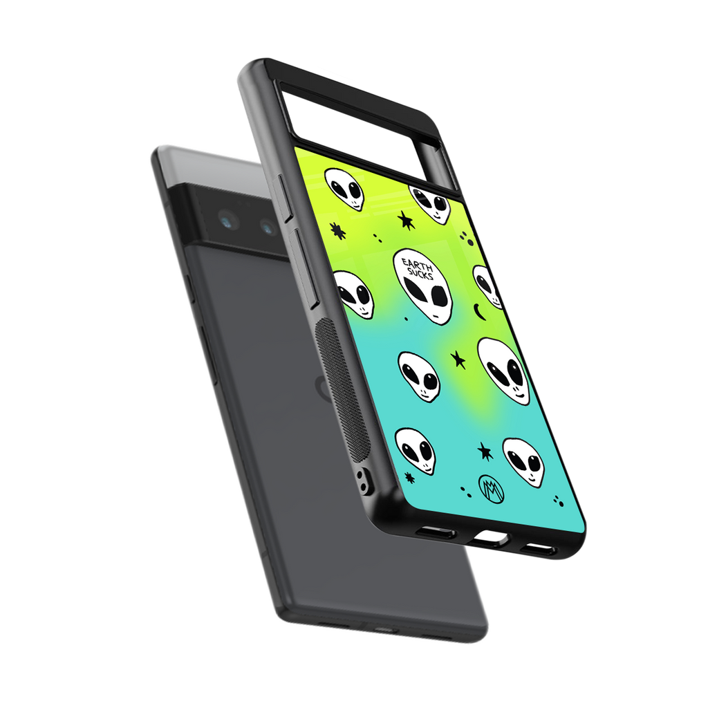 earth sucks neon edition back phone cover | glass case for google pixel 6 pro