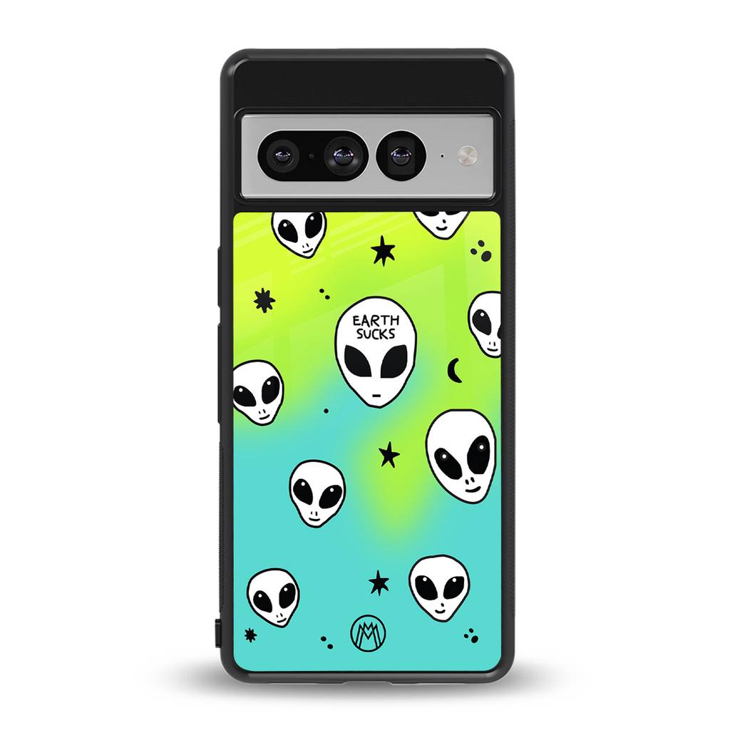 earth sucks neon edition back phone cover | glass case for google pixel 7 pro