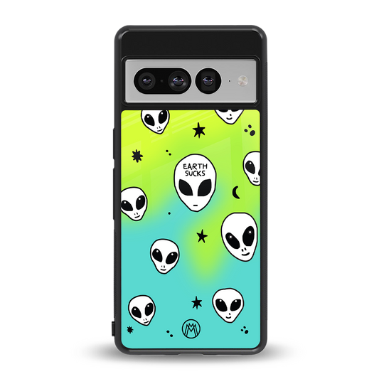 earth sucks neon edition back phone cover | glass case for google pixel 7 pro