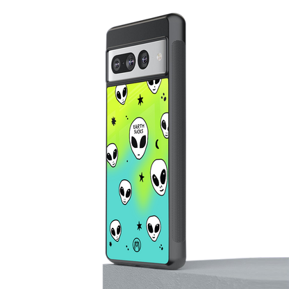 earth sucks neon edition back phone cover | glass case for google pixel 7 pro