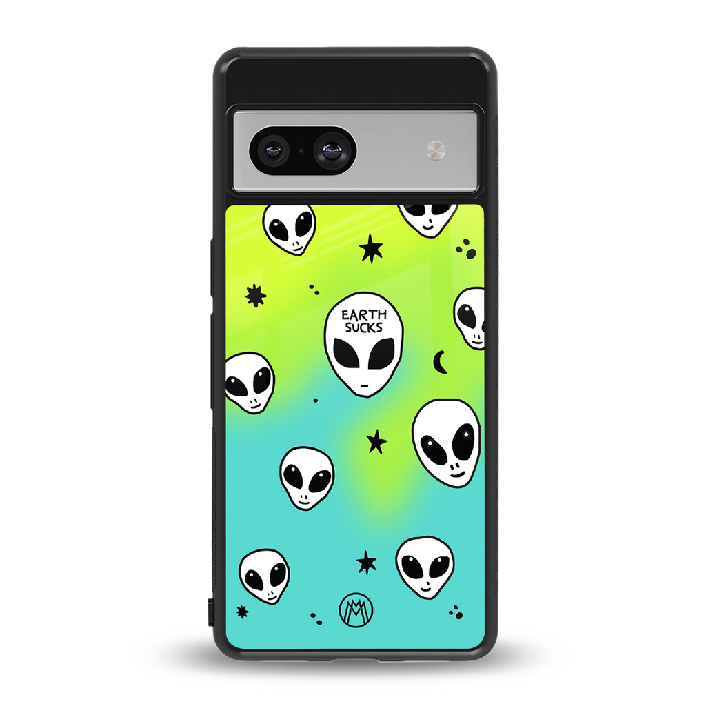 earth sucks neon edition back phone cover | glass case for Google Pixel 7A