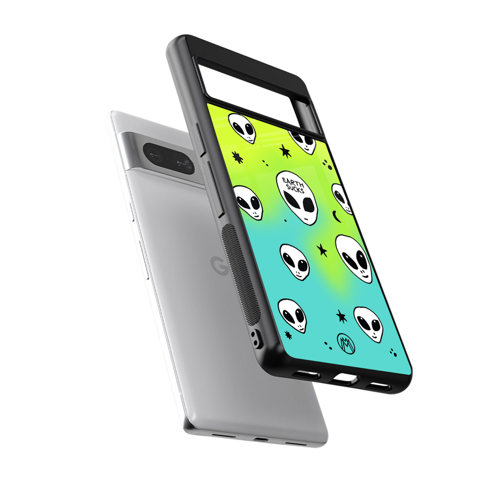 earth sucks neon edition back phone cover | glass case for Google Pixel 7