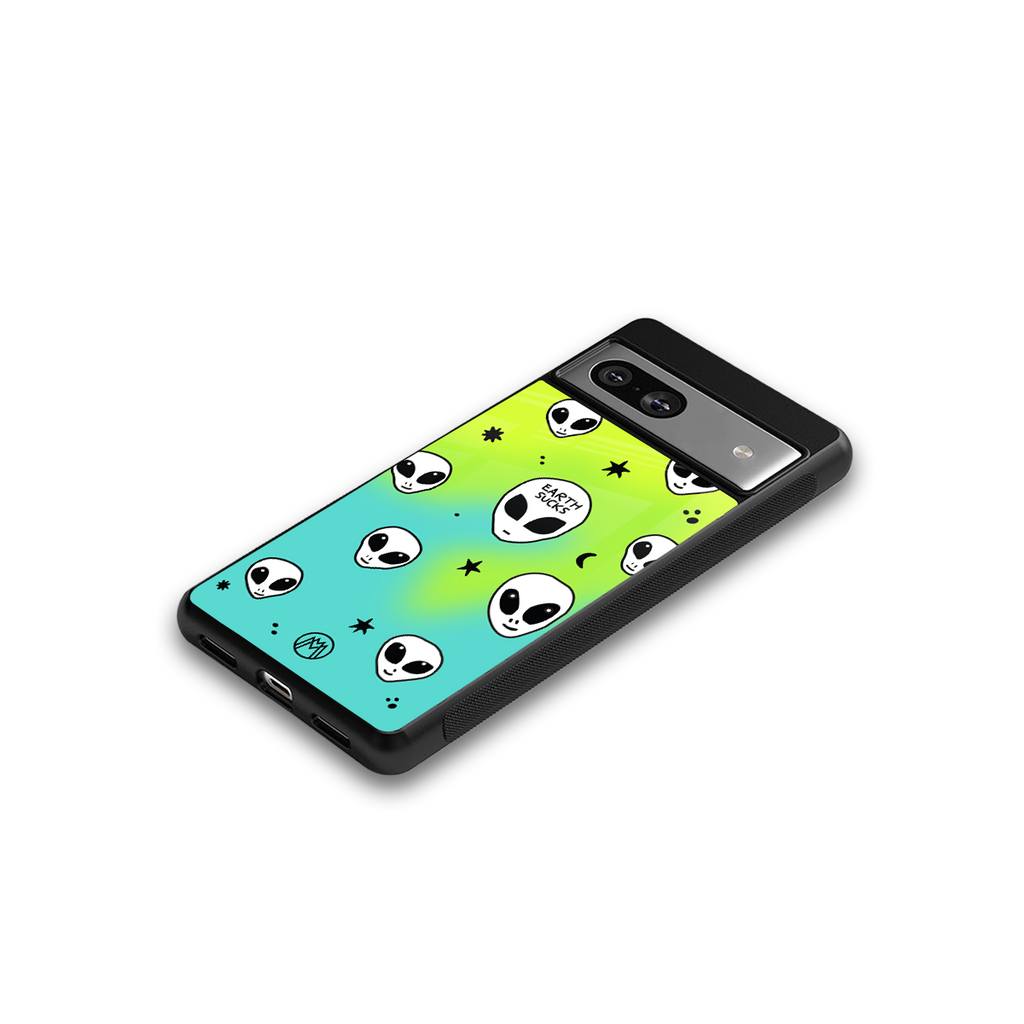earth sucks neon edition back phone cover | glass case for Google Pixel 7
