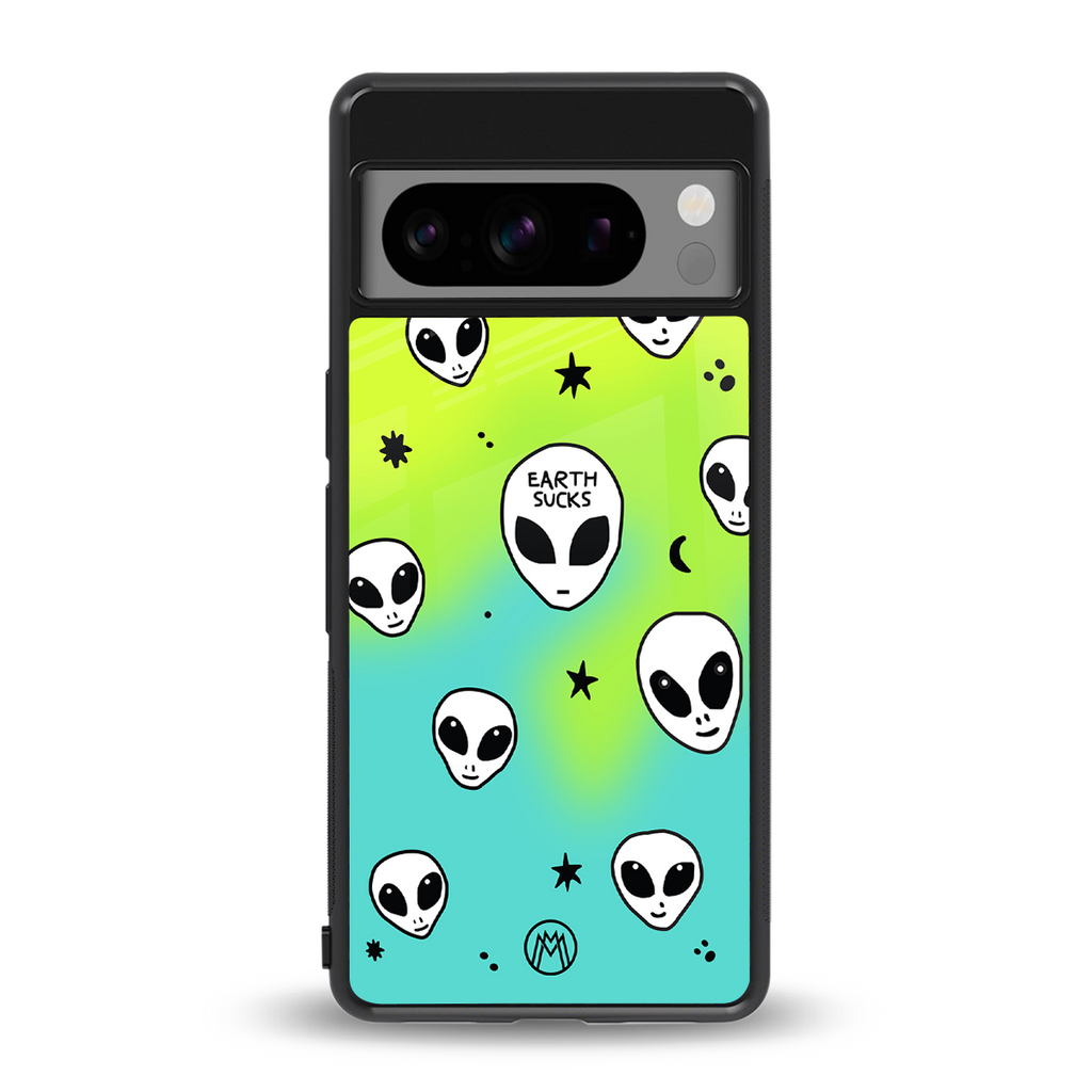 earth sucks neon edition back phone cover | glass case for google pixel 8 pro