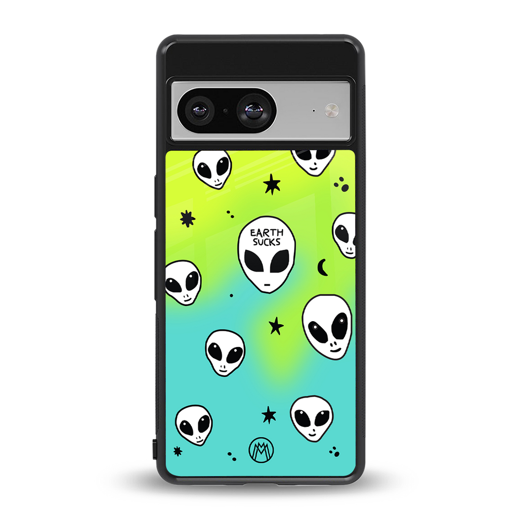 earth sucks neon edition back phone cover | glass case for Google Pixel 8