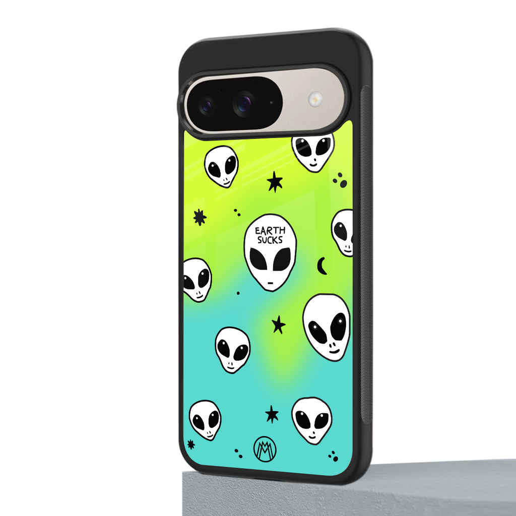 earth sucks neon edition back phone cover | glass case for google pixel 9