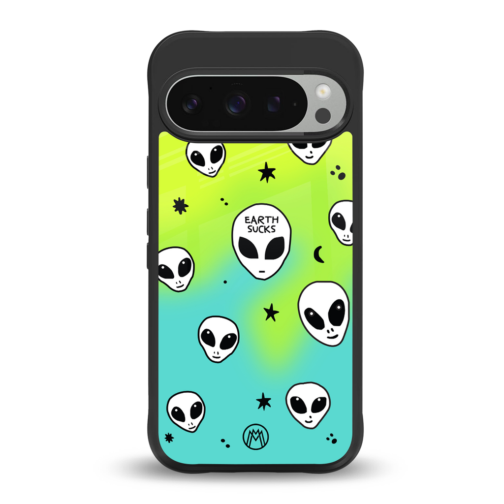 earth sucks neon edition back phone cover | glass case for google pixel 9 pro