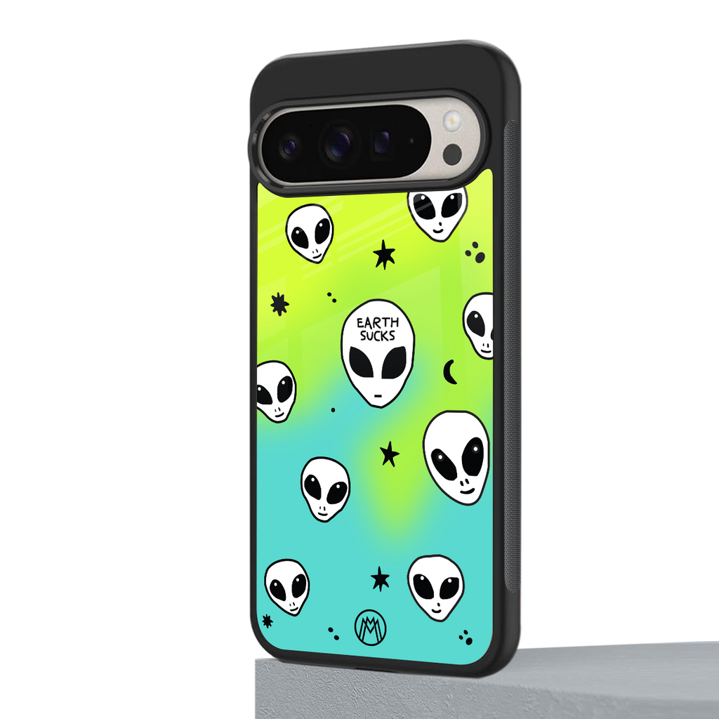 earth sucks neon edition back phone cover | glass case for google pixel 9 pro