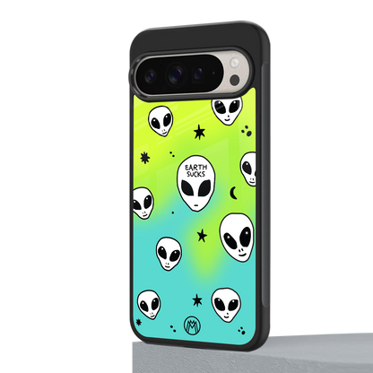 earth sucks neon edition back phone cover | glass case for google pixel 9 pro xl