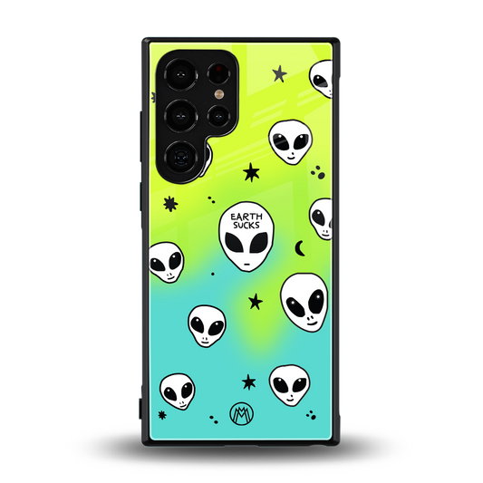 earth sucks neon edition back phone cover | glass case for samsung galaxy s24 ultra