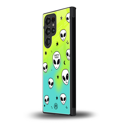 earth sucks neon edition back phone cover | glass case for samsung galaxy s23 ultra