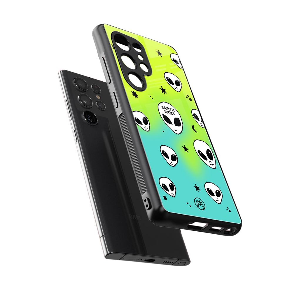 earth sucks neon edition back phone cover | glass case for samsung galaxy s25 ultra