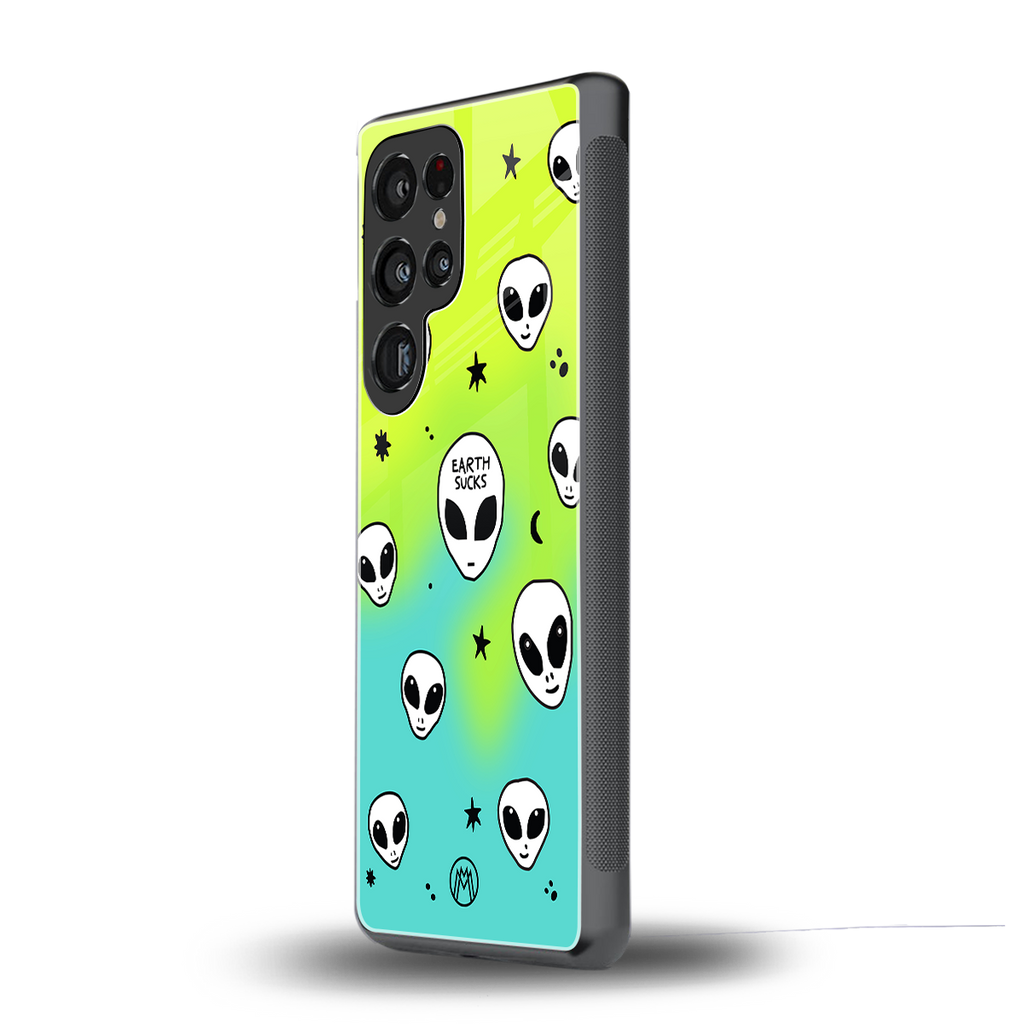 earth sucks neon edition back phone cover | glass case for samsung galaxy s25 ultra