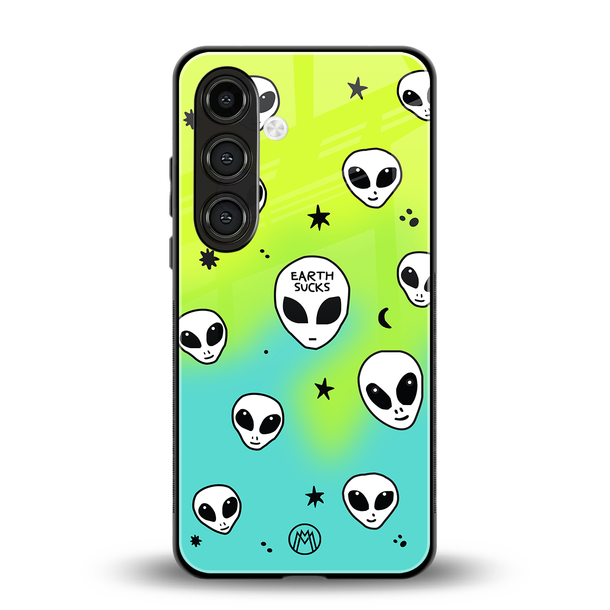 earth sucks neon edition back phone cover | glass case for samsung galaxy s24 fe