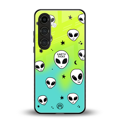 earth sucks neon edition back phone cover | glass case for samsung galaxy s23 plus