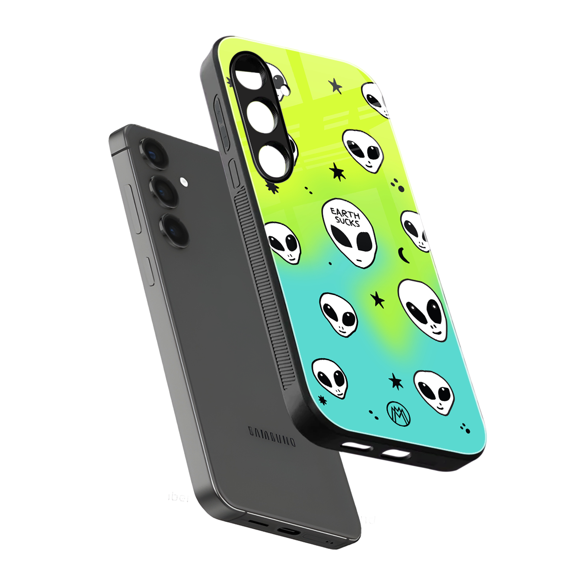 earth sucks neon edition back phone cover | glass case for samsung galaxy s23 plus