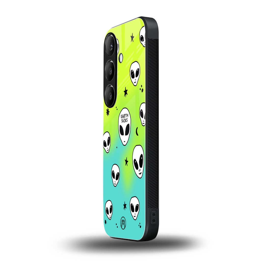 earth sucks neon edition back phone cover | glass case for samsung galaxy s25