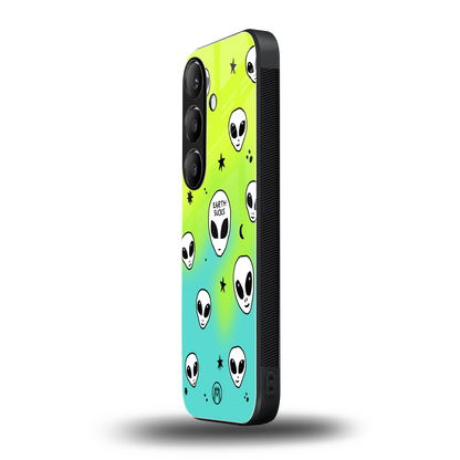 earth sucks neon edition back phone cover | glass case for samsung galaxy s24 plus