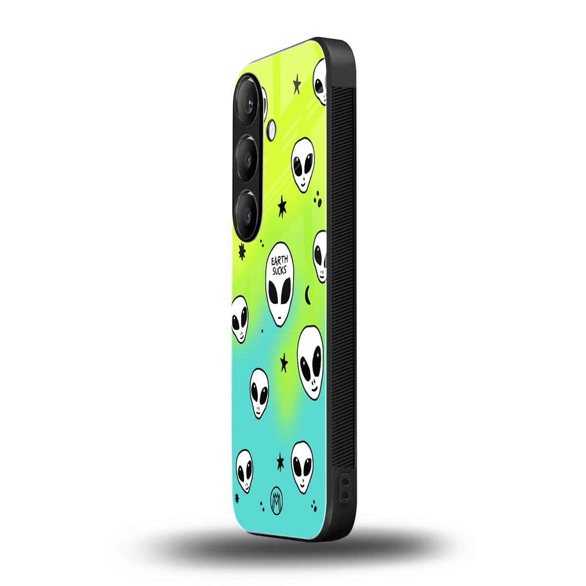 earth sucks neon edition back phone cover | glass case for samsung galaxy s25 plus