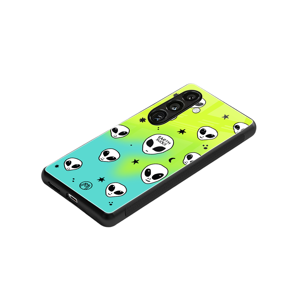 earth sucks neon edition back phone cover | glass case for samsung galaxy s25 plus