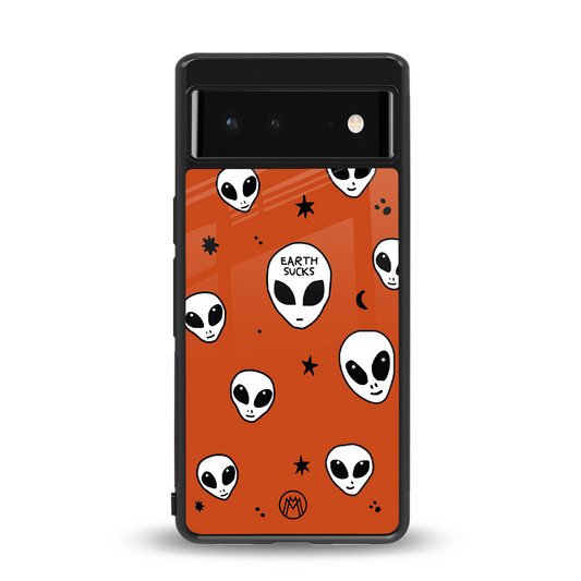 earth sucks back phone cover | glass case for google pixel 6