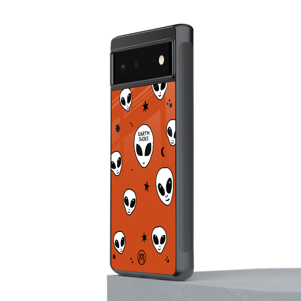 earth sucks back phone cover | glass case for google pixel 6