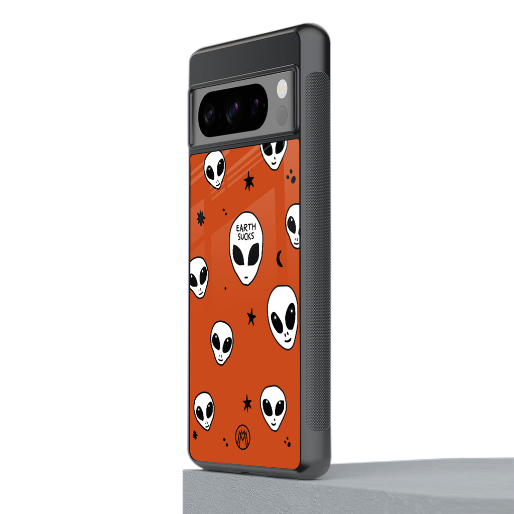 earth sucks back phone cover | glass case for google pixel 8 pro