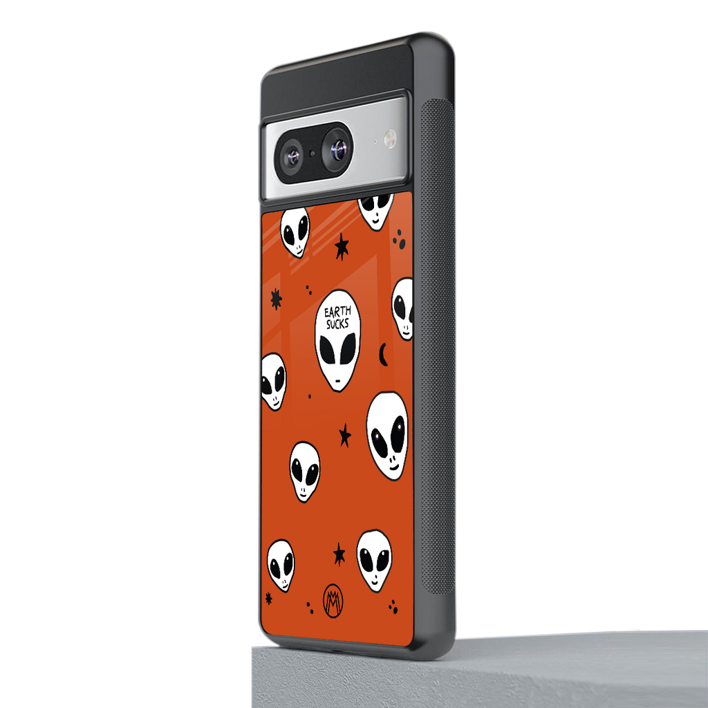 earth sucks back phone cover | glass case for Google Pixel 8