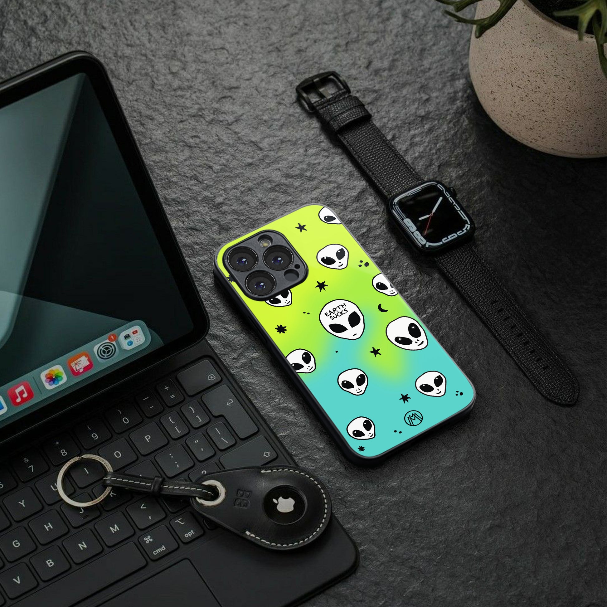 earth sucks neon edition back phone cover | glass case for iphone 16 pro max