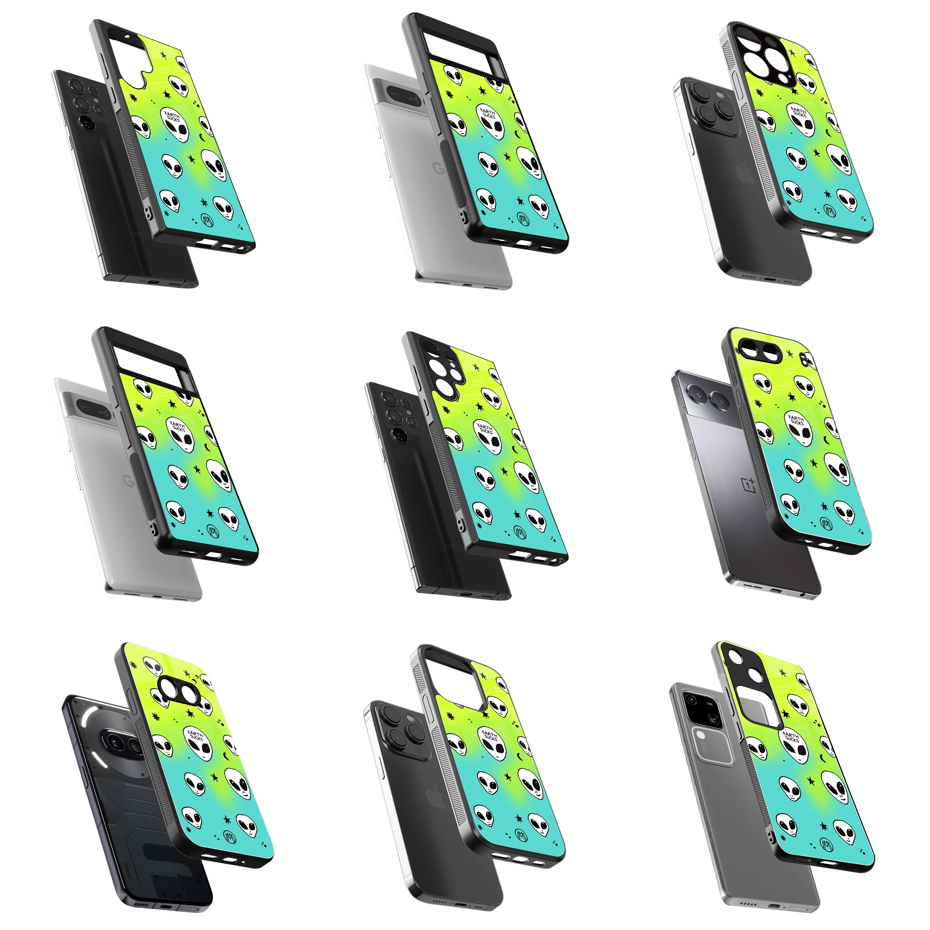 Durable Glass Back Mobile Case for iPhone, Samsung, OnePlus, Google Pixel, Redmi, Vivo, Oppo
