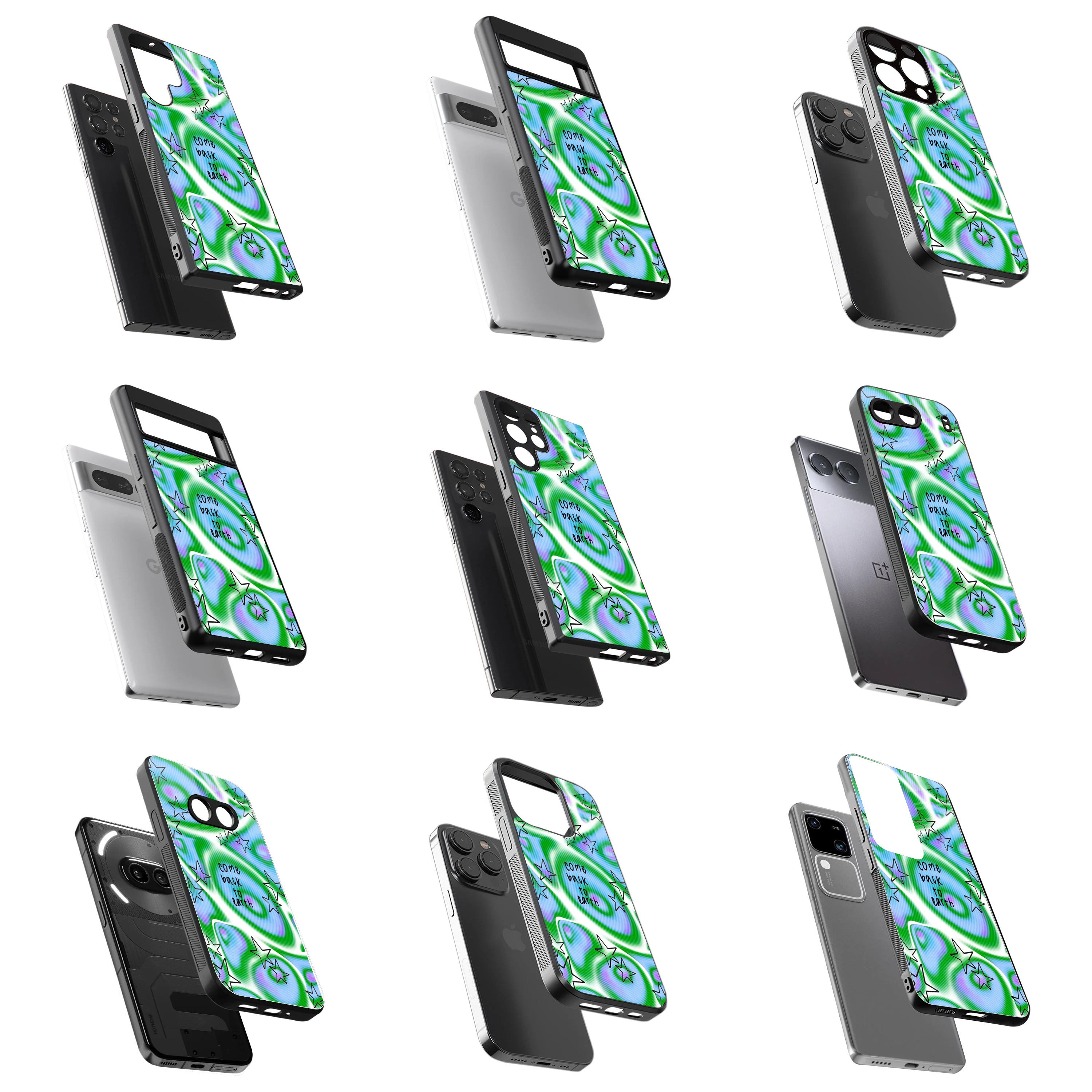 Durable Glass Back Mobile Case for iPhone, Samsung, OnePlus, Google Pixel, Redmi, Vivo, Oppo